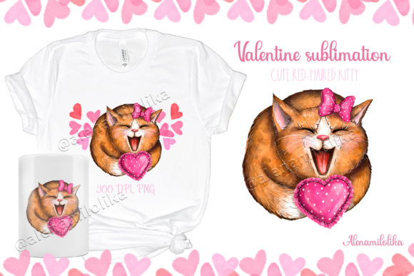 Ginger Watercolor Cute Cat Sublimation Print Templates