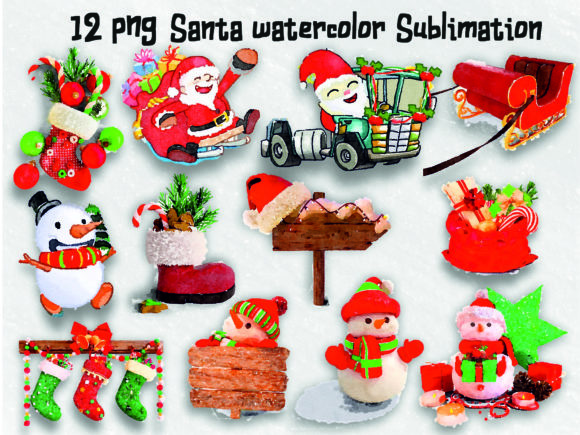 Santa Watercolor Sublimation for Crafts
