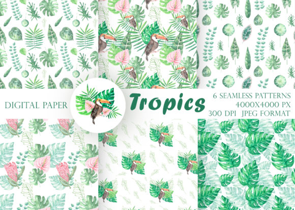 Tropics Digital Paper: Seamless Patterns for Web