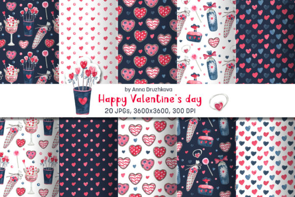 Valentine's Day Watercolor Patterns for Branding