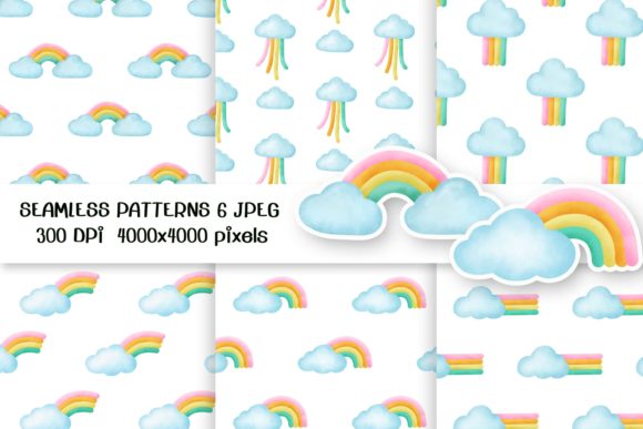 Watercolor Cute Rainbow Seamless Pattern for Patterns