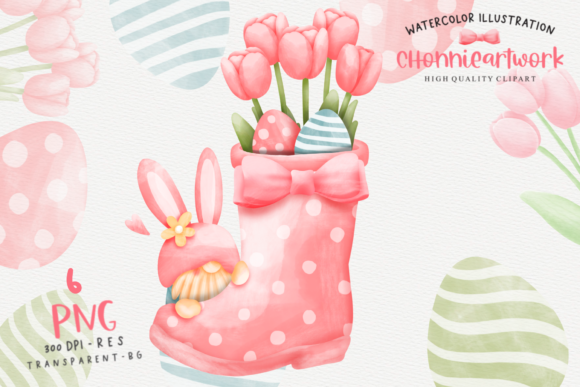 Watercolor Easter Gnome Clipart for Crafts