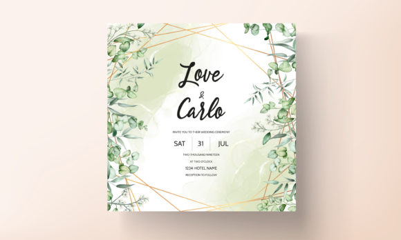 Watercolor Leaves Wedding Invitation Car Print Templates