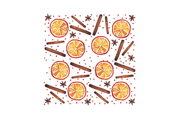 Watercolor Orange and Cinnamon Pattern for Christmas