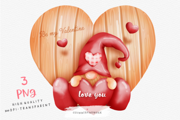 Watercolor Valentine s Day Gnome for Crafts Branding