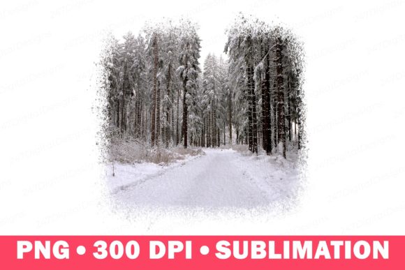 Winter Forest Scene Background Clipart for Print Templates